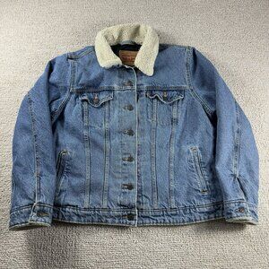 Levi's Sherpa Collar Denim Trucker Jacket Blue Women's Size 1X